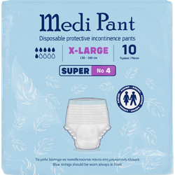 Mediform Medi Pant Super XLarge Πάνες Βρακάκι Ακράτειας 6 Σταγόνες 10τμχ