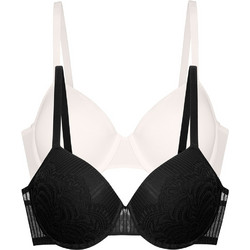 Dorina Σουτιέν Push Up με Μπανέλα Μαύρο Εκρού FXTT0099LA189-2X0018