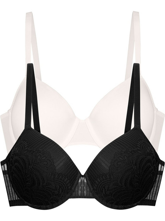 Dorina Σουτιέν Push Up με Μπανέλα Μαύρο Εκρού FXTT0099LA189-2X0018