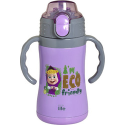 Ecolife Masha Eco Frendly Παιδικό Παγούρι Θερμός Ανοξείδωτο με Καλαμάκι Λιλά 300ml