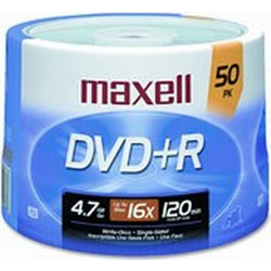 Maxell 275736.40.TE Εγγράψιμα DVD+R 16x 4.7GB Cake Box 50x50τμχ