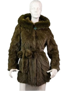 Leather Brands Γυναικεία Γούνα με Κουκούλα Σοκολατί FUR-JO-3
