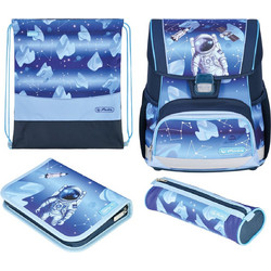 Herlitz 4 in 1 Cosmic Explorer Σχολική Τσάντα Πλάτης Δημοτικού Μπλε 50049035