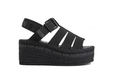 Pepe Jeans Witney Sunny Καλοκαιρινές Γυναικείες Πλατφόρμες Ψηλές Μαύρες PLS90577-999