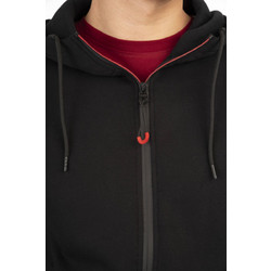 Double Ανδρική Ζακέτα Fleece με Κουκούλα και Φερμουάρ Μαύρη MTOP-1001A