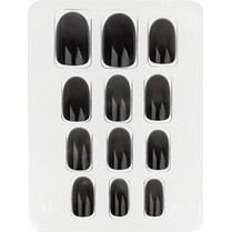 Ombre Μαύρα Oval Tips Νυχιών με Κόλλα 12τμχ