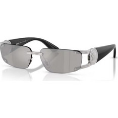 Versace VE2291 10016G Ανδρικά Γυαλιά Ηλίου Ορθογώνια Κοκάλινα Μαύρα με Aσημί Φακό