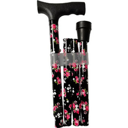 Medical Brace Pink Floral Μπαστούνι Μονόποδο Αλουμινίου Σπαστό 83-95cm MB.HC0342