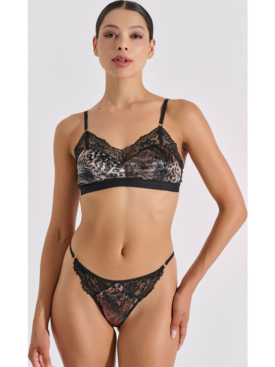 Milena By Paris Bralette χωρίς Μπανέλα Καφέ Μαύρο 10211