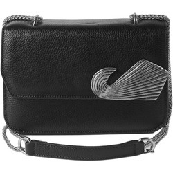 Toya Leathers Ocean Wave Γυναικείο Τσαντάκι Χιαστί Δερμάτινο Μαύρο με Αλυσίδα Τ95985-01