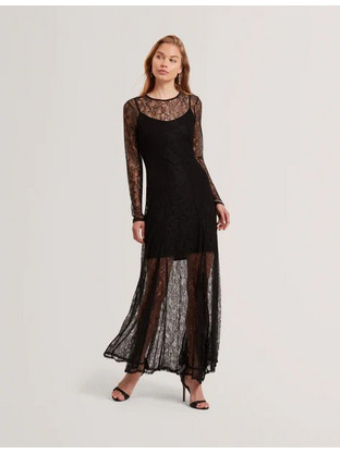 Ted Baker Petunya Maxi Φόρεμα για Γάμο / Βάπτιση με Δαντέλα Μαύρο 280862