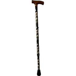 Medical Brace Black Floral Μπαστούνι Μονόποδο Αλουμινίου Πτυσσόμενο 73-95.5cm MB.HC0372