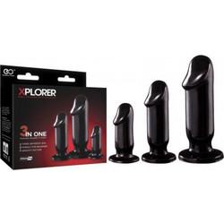 NMC Xplorer Realistic Σετ Πρωκτικά Dildos Μαύρα 3τμχ