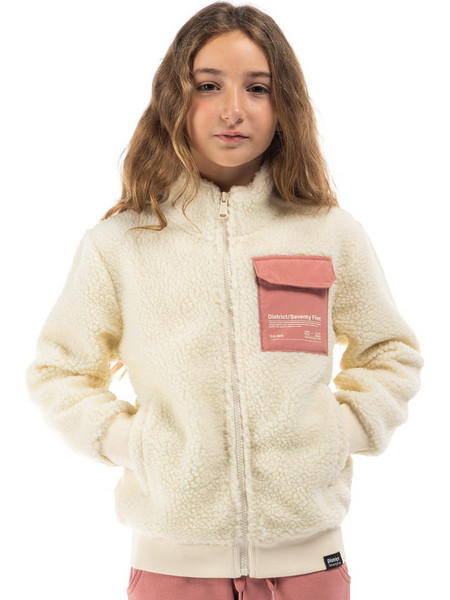 District75 Παιδική Ζακέτα Fleece με Φερμουάρ Μπεζ Ροζ 225KGHZ-591-092