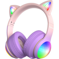 Kiddoboo Delulu DiscoBeats Ασύρματα Bluetooth Παιδικά Ακουστικά Over Ear Ροζ Μωβ
