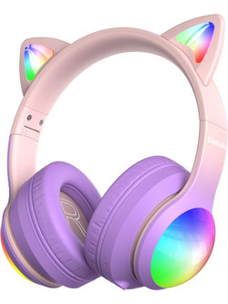 Kiddoboo Delulu DiscoBeats Ασύρματα Bluetooth Παιδικά Ακουστικά Over Ear Ροζ Μωβ