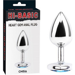 Chisa Novelties Hi-Basic Heart Πρωκτική Σφήνα Diamond Plug 7.1cm Ασημί Μπλε