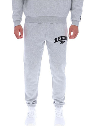 Reebok Varsity Ανδρικό Παντελόνι Φόρμας Fleece με Λάστιχο Γκρι 100240306