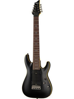 Schecter Demon-8 Ηλεκτρική Κιθάρα ST Style με Μαγνήτες HH & Ταστιέρα Wenge 8 Χορδών Aged Black Satin