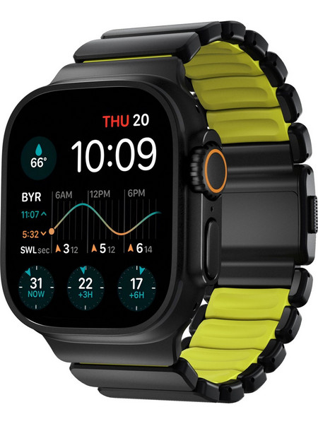 Nomad Stratos Titanium FKM Λουράκι Μεταλλικό Black / Volt (Apple Watch 42 / 44 / 45 / 46 / 49mm)