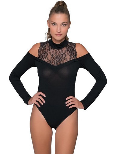 Milena By Paris Sexy Κορμάκι Slip See Through με Δαντέλα Μαύρο 2486