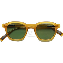 Alexander McQueen BANDITO 104 Ανδρικά Γυαλιά Ηλίου Τετράγωνα Κοκάλινα Κίτρινα με Πράσινο Φακό