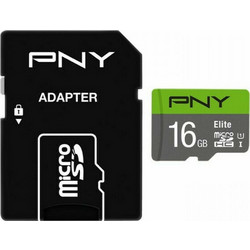 PNY Elite microSDHC 16GB Class 10 U1 UHS-I 85MB/s + Adapter