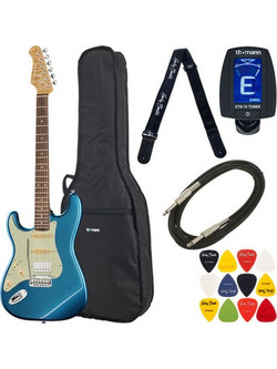 Harley Benton ST-Modern Plus LH Bundle Ηλεκτρική Κιθάρα 4/4 ST Style με Μαγνήτες HSS & Ταστιέρα Indian Laurel Lake Placid Blue