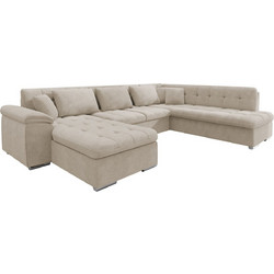 PoliHome Καναπές Κρεβάτι σε σχήμα Π Εκρού 350x205x76cm 163060979