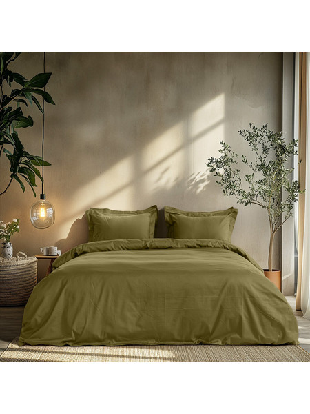 Beauty Home Σετ Σεντόνια Μονά Βαμβακοσατέν με Λάστιχο 110x200+30 Art 1700 Harmony Λαδί