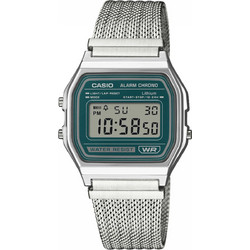 Casio Vintage Ψηφιακό Ανδρικό Ρολόι Χρονογράφος με Ασημί Μεταλλικό Μπρασελέ A-158WEM-3EF