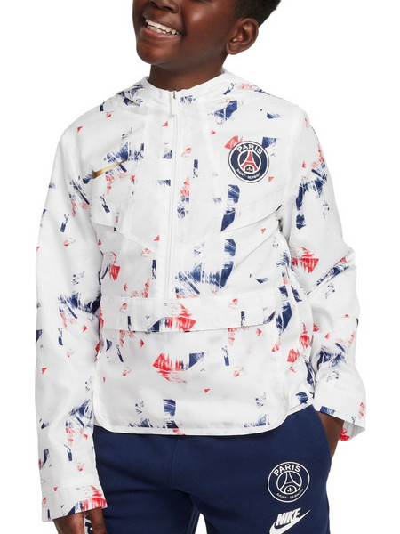 Nike Paris Saint-Germain Αθλητικό Παιδικό Μπουφάν Χειμωνιάτικο Pullover Αδιάβροχο Λευκό FQ3175-100