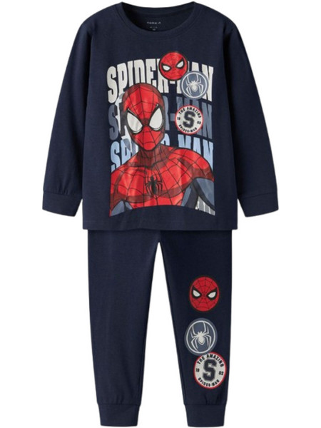 Name It Spider-Man Παιδική Πιτζάμα Βαμβακερή Χειμωνιάτικη Navy Μπλε NIGHTSETMAR