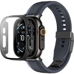 AMAZINGTHING Radix Θήκη Σιλικόνης Tempered Glass για Apple Watch Ultra 49mm Μαύρη
