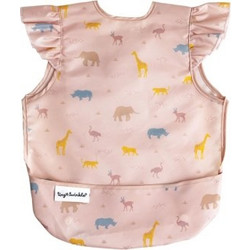 Tiny Twinkle Petit Safari Αδιάβροχη Σαλιάρα Ποδιά Πλαστική με Αυτοκόλλητο & Τσέπη 6m+ Ροζ