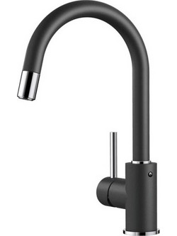 Blanco Mida-S 521455 Μπαταρία Κουζίνας Πάγκου Διπλής Παροχής Ανάμεικτη με Ντουζ Μαύρη