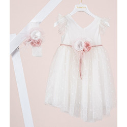 Piccolino Ines Βαπτιστικό Φόρεμα 2τμχ DR26S185.IVORY
