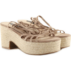 Nine West Riplee3 Γυναικεία Πέδιλα Suede Ταμπά με Χοντρό Χαμηλό Τακούνι 01-110