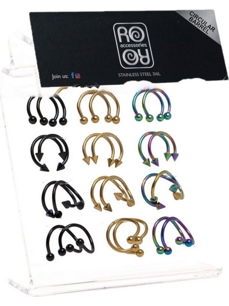 RO Accessories Σετ Σκουλαρίκια Κρίκοι Μύτης από Ατσάλι Xρυσά F215312 12τμχ