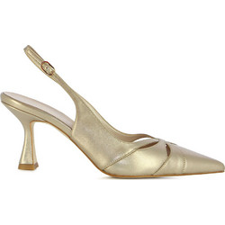 Fratelli Petridi Γόβες Slingback Δερμάτινες με Λεπτό Ψηλό Τακούνι Χρυσές 37238L