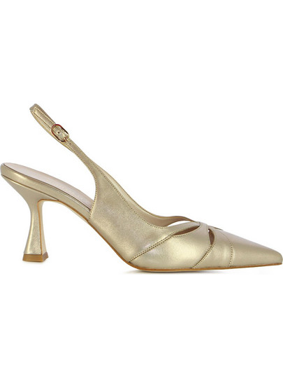 Fratelli Petridi Γόβες Slingback Δερμάτινες με Λεπτό Ψηλό Τακούνι Χρυσές 37238L