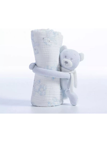 Nef-Nef Teddy 35 Κουβέρτα Αγκαλιάς με Λούτρινο 75x100 Γαλάζια