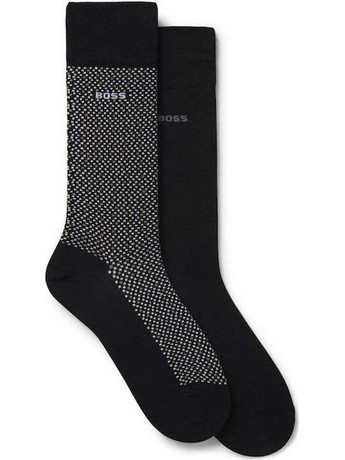 Hugo Boss Ανδρικές Κάλτσες Ψηλές με Σχέδια Μαύρες 2Pack 50554538-01