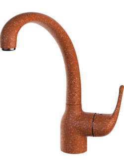 Sanitec Jolla Granite Terracotta Μπαταρία Κουζίνας Πάγκου Διπλής Παροχής Ανάμεικτη Κόκκινη