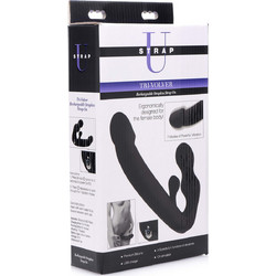 Strap U Tri-Volver Strapless Strap On με Τριπλό Dildo & Δόνηση Μαύρο