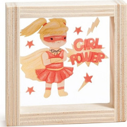 Parisis Μπομπονιέρα Βάπτισης Καδράκι Super Girl από Plexiglass & Ξύλο 40τμχ 0343001B