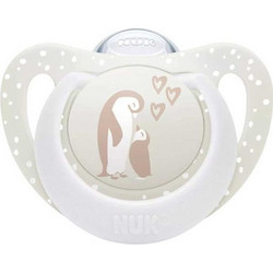 Nuk First Choice Soft Ορθοδοντική Πιπίλα Σιλικόνης 0-6m Πιγκουίνος Μπεζ 2τμχ