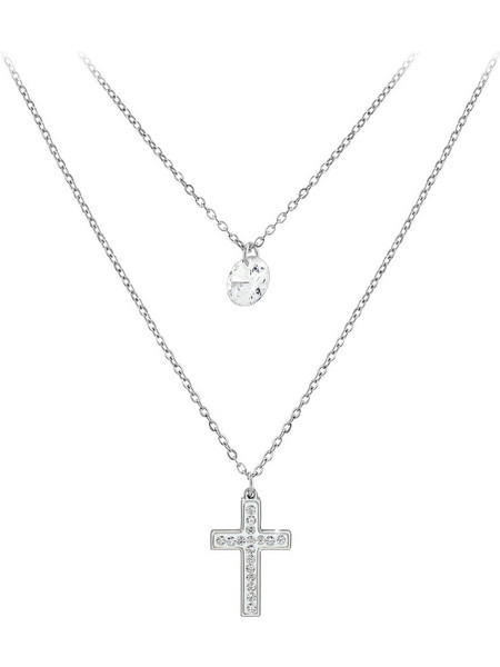 So Charm Γυναικείο Κολιέ Διπλό από Ατσάλι Ασημί με Swarovski BS2742-ARGENT