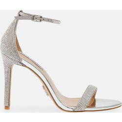 Steve Madden Tecy Γυναικεία Πέδιλα Ασημί με Λεπτό Ψηλό Τακούνι και Στρας 11003194