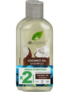 Dr. Organic Coconut Oil Σαμπουάν για Επανόρθωση για Λεπτά Μαλλιά 2x265ml